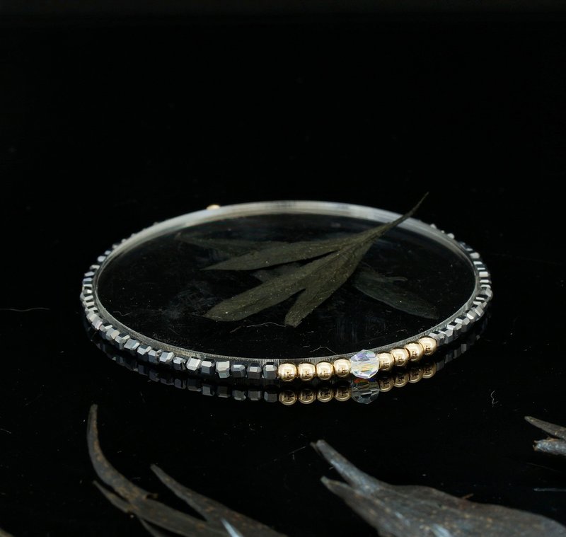 輕奢風 2.5mm 小魔方水晶 鈦赫兹 14KGF Swarovski 配珠手鍊 - 手鍊/手環 - 寶石 