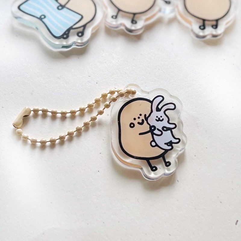 小薯鎖匙扣 - 小薯與小白兔 - 鑰匙圈/鑰匙包 - 塑膠 卡其色