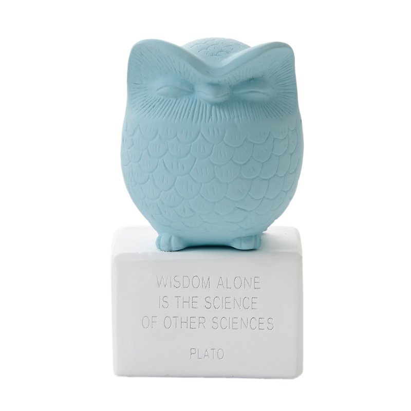 古希臘 可愛貓頭鷹擺飾 Owl M (中 - 復古藍) - 手工陶製雕像 - 裝飾/擺設  - 陶 藍色