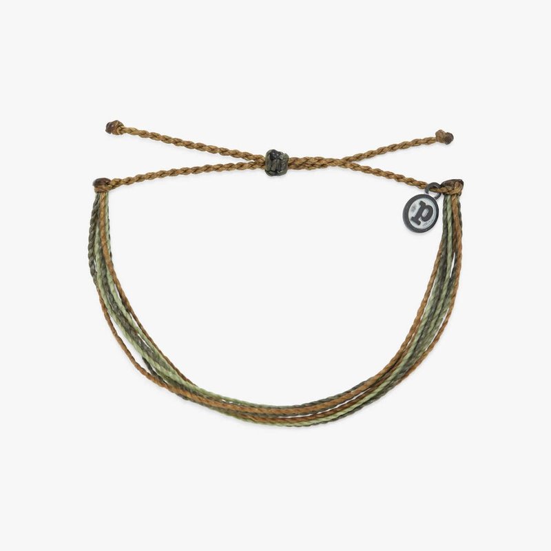 Pura Vida 美國手工 OLIVE 黃褐橄欖 基本款可調式防水衝浪手環 - 手鍊/手環 - 防水材質 咖啡色