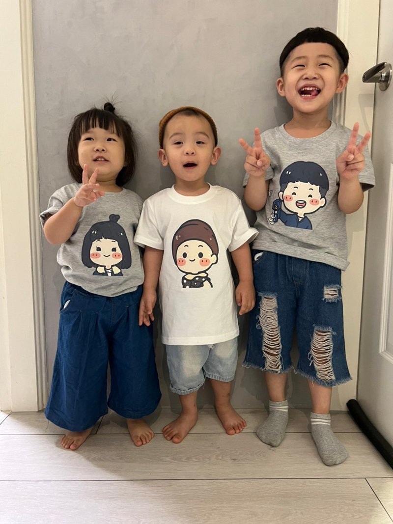 孩子穿上自己吧 客製化親子裝、情侶T 手繪訂製 似顏繪 手繪禮物 - 男/女童裝 - 棉．麻 粉紅色