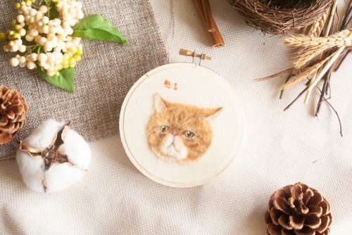 リアルなペットの猫の毛糸刺繍フレーム絵画 - ショップ アリスと猫