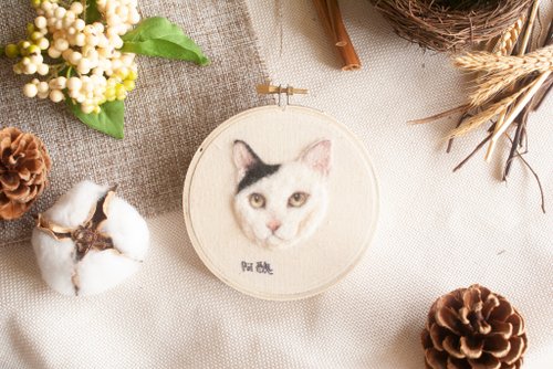 リアルなペットの猫の毛糸刺繍フレーム絵画 - ショップ アリスと猫