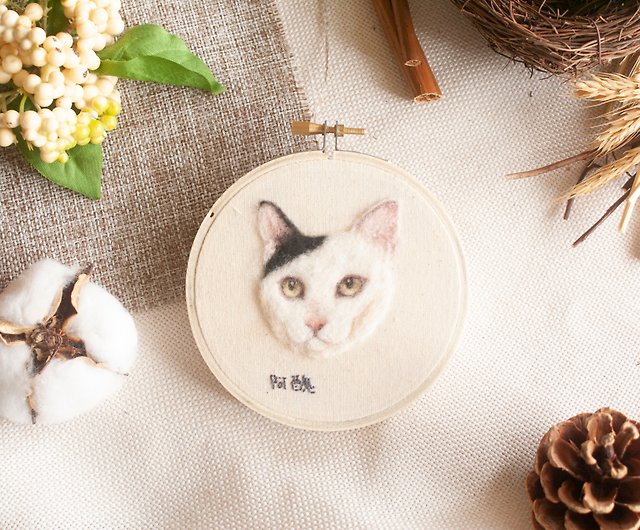 リアルなペットの猫の毛糸刺繍フレーム絵画 - ショップ アリスと猫達 