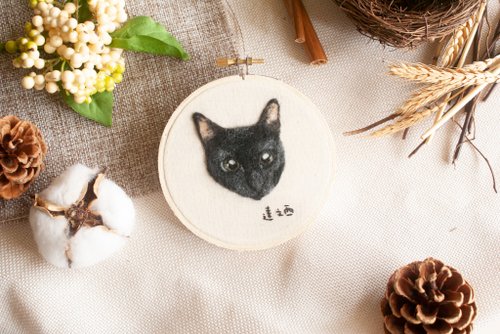 リアルなペットの猫の毛糸刺繍フレーム絵画 - ショップ アリスと猫