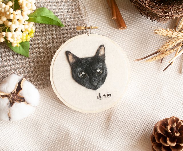 リアルなペットの猫の毛糸刺繍フレーム絵画 - ショップ アリスと猫達 