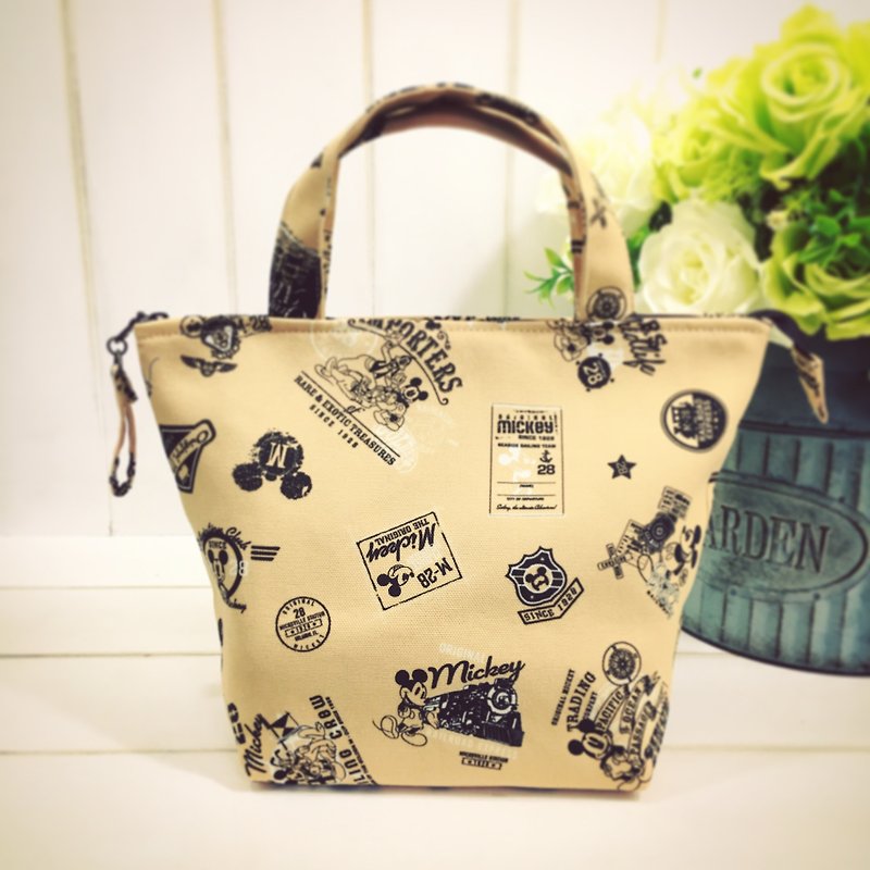 |R• | Zippered Surface Light Waterproof + Waterproof Inner Bag | Disney Mickey (Yellow) - Handbags & Totes - Polyester 