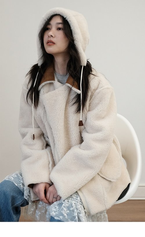 與她 With her 羊羔毛仿皮毛一體皮草PU麂皮絨夾克外套
