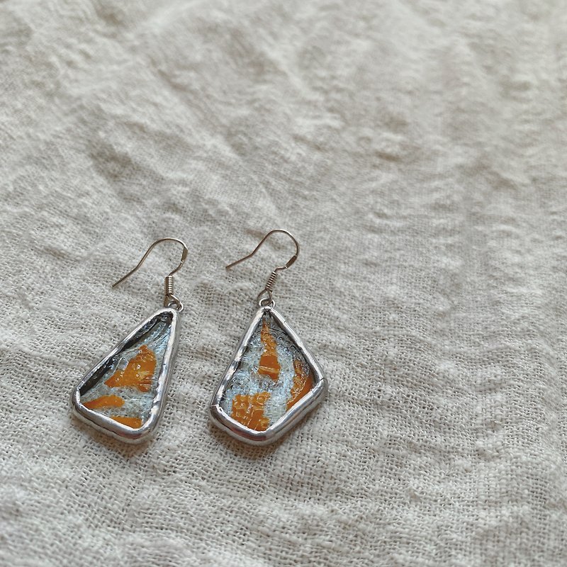 Kiln Fired X Inlaid Glass Earrings - Earrings & Clip-ons - Glass Transparent