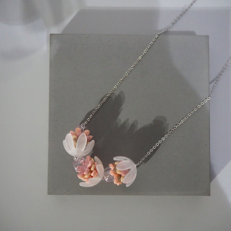 日本初桜開限定系列 | 925 純銀櫻花頸錬 | SAKURA 串珠手工飾品 - 項鍊 - 純銀 粉紅色