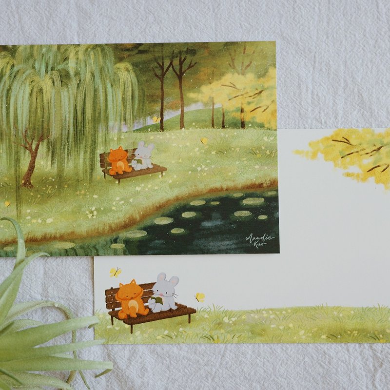 Afternoon under the Willow - Mandie's Postcard - การ์ด/โปสการ์ด - กระดาษ สีเขียว