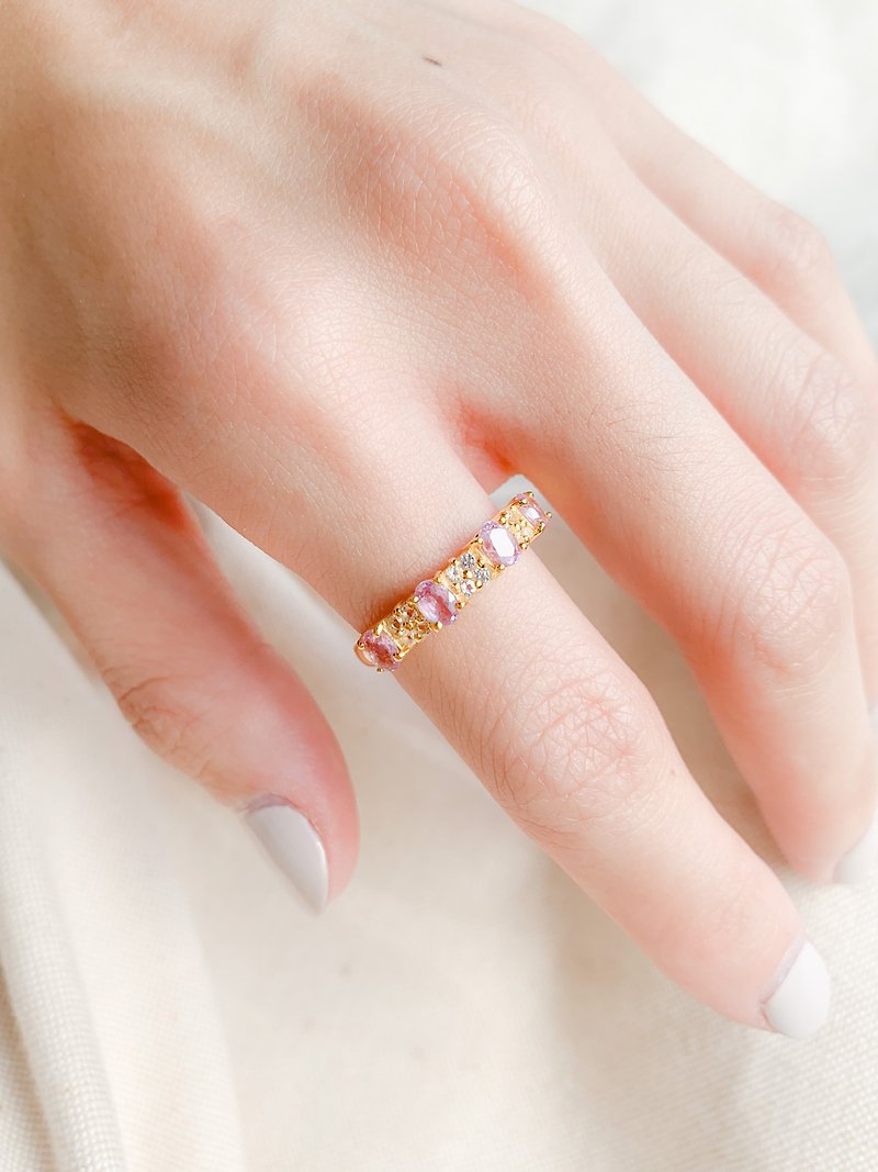 Rosie ring natural gemstone ruby - 戒指 - 純銀 金色