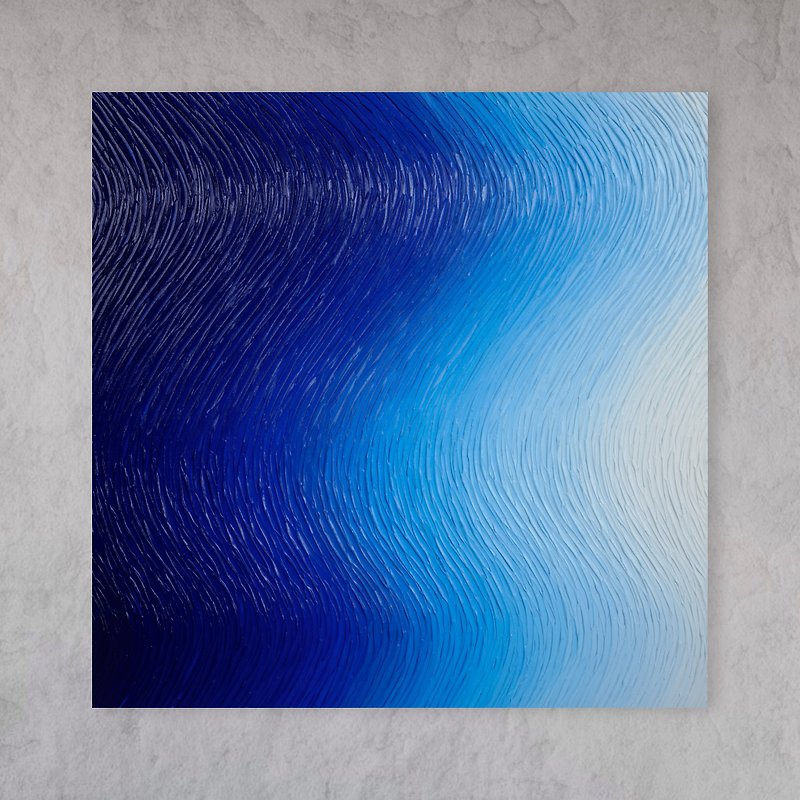 【Ocean】abstract painting - blue, gradation, texture art - โปสเตอร์ - อะคริลิค สีน้ำเงิน