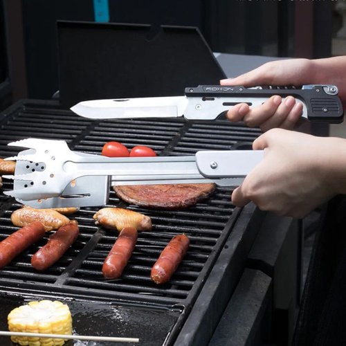 ROXON 授權經銷 【6合1百變燒烤BBQ工具】鏟/叉/夾/刀/開瓶器 不鏽鋼折疊收納設計