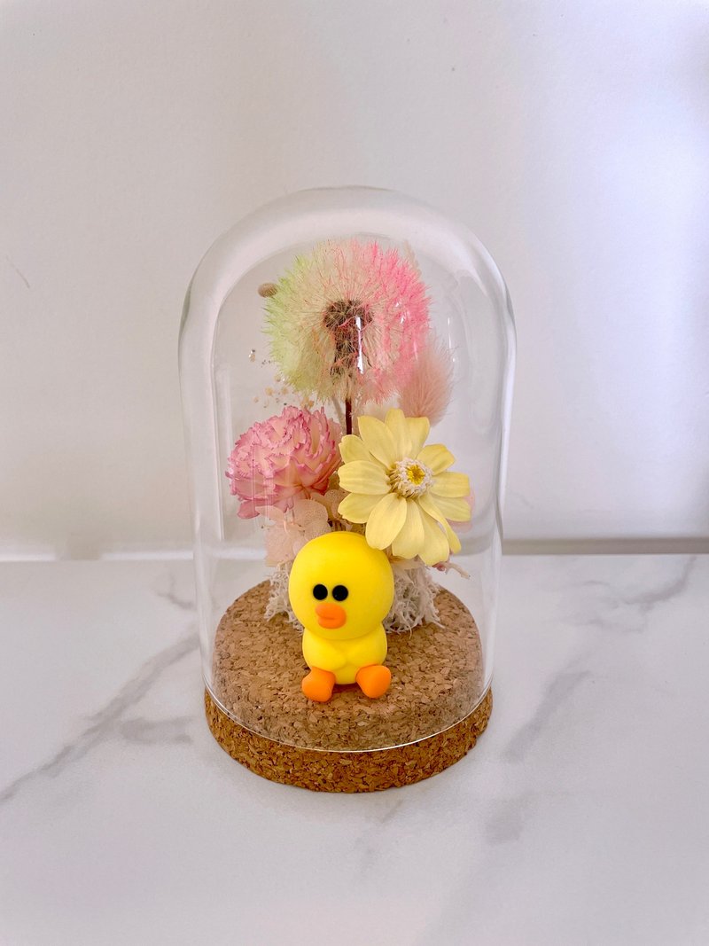 [Customized order] Preserved Flower Cork Bell Jar Doll - Valentine's Day, Birthday Gift - Dried Flowers & Bouquets - Plants & Flowers Yellow