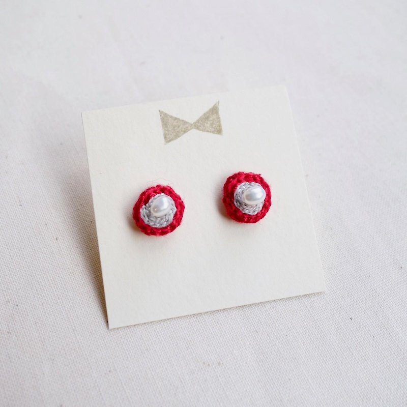 Single earrings b - Earrings & Clip-ons - Cotton & Hemp Red
