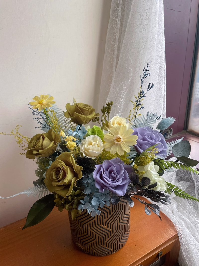【花訴花藝】抹茶綠藍玫瑰永生花/開幕花禮/升遷花禮/祝賀花禮/ - 乾燥花/永生花 - 植物．花 