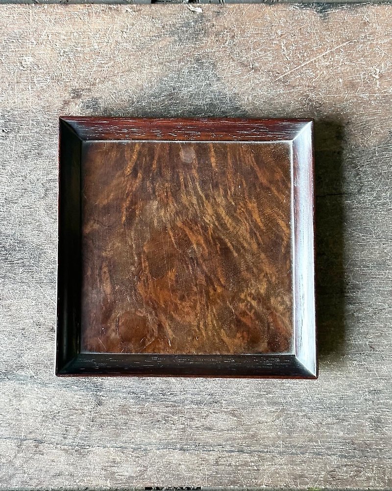The old rosewood inlaid gall wood square plate - Other - Wood 