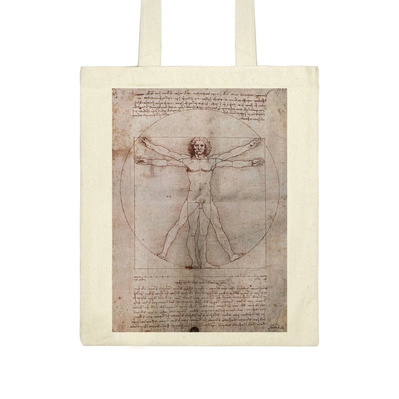 義大利 IFI 托特包 維特魯威人 Vitruvian Man - 手提包/手提袋 - 棉．麻 多色