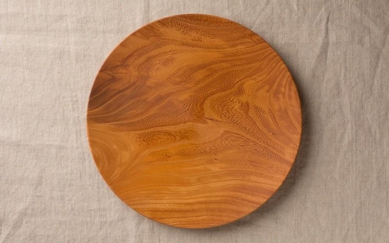 No.09 zelkova of wooden plate 24cm - Small Plates & Saucers - Wood Khaki