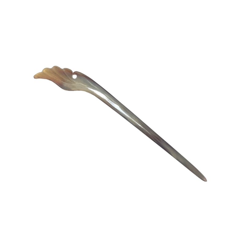 Natural Buffalo Horn Hair Stick Retro Style Elegant Traditional Design - 髮圈/髮夾 - 環保材質 咖啡色