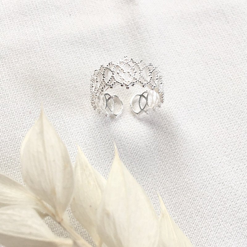 Classical lace opening ring S925 sterling silver ring anti-allergic - General Rings - Sterling Silver Silver