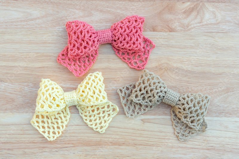 Pastel color hair bow was made with crochet yarn. - Hair Accessories - Polyester 