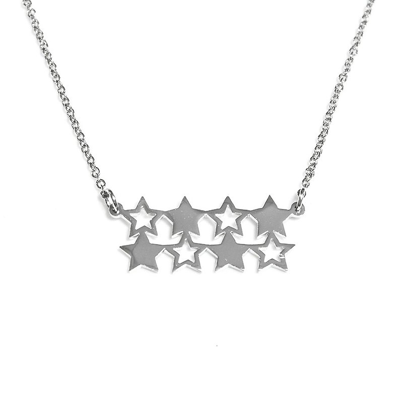 Small star in bar shape  pendant - Necklaces - Other Metals Silver