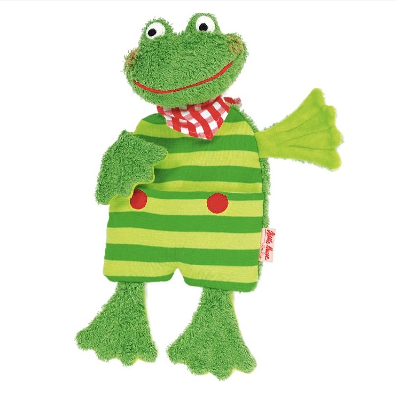 德國百年品牌Käthe Kruse 小青蛙冷熱敷玩偶枕 - 嬰幼兒玩具/毛公仔 - 棉．麻 綠色
