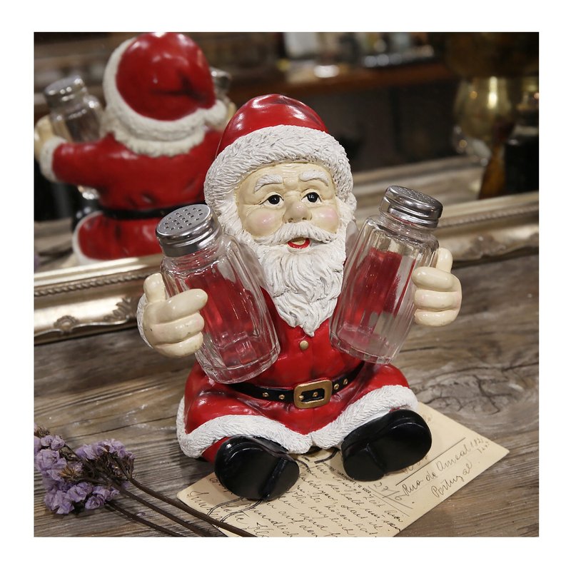老件.聖誕老人造型調味料罐組合.鹽罐.胡椒罐.玻璃罐.未使用過 - 裝飾/擺設  - 其他材質 