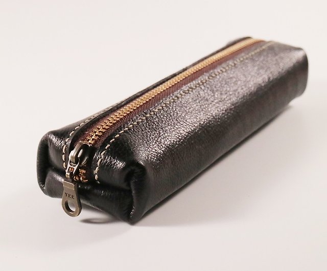 Pencil Case Small - Black Classic Leather