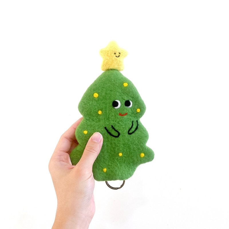 耶誕聖誕樹羊毛氈鑰匙包 - 鑰匙圈/鑰匙包 - 羊毛 