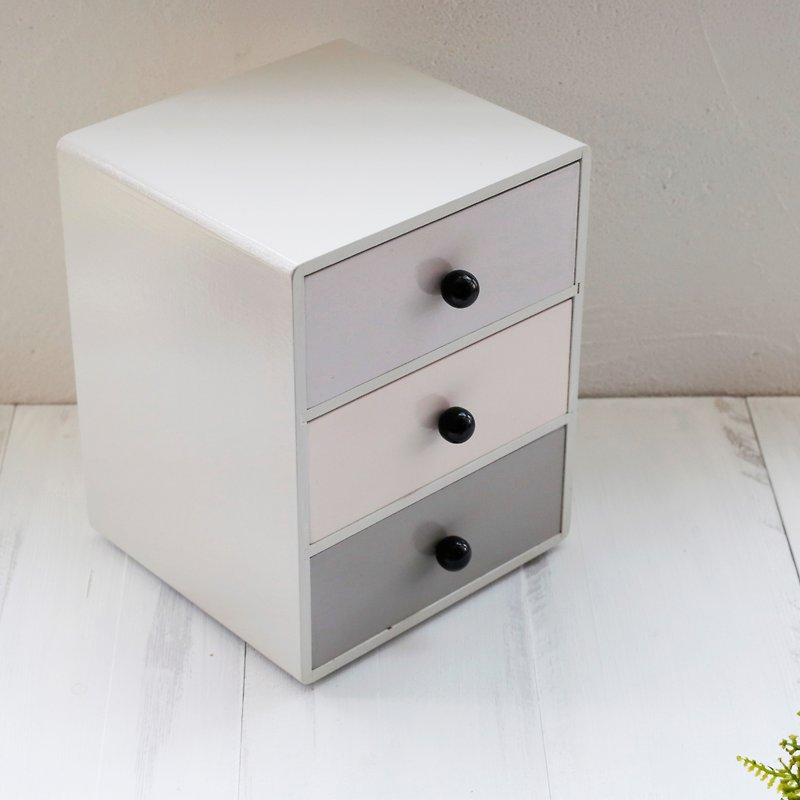 [Love] Wood minimalist Nordic wood drawer storage cabinets three grid Desk Organizer jewelry box stationery Storage - กล่องเก็บของ - ไม้ 