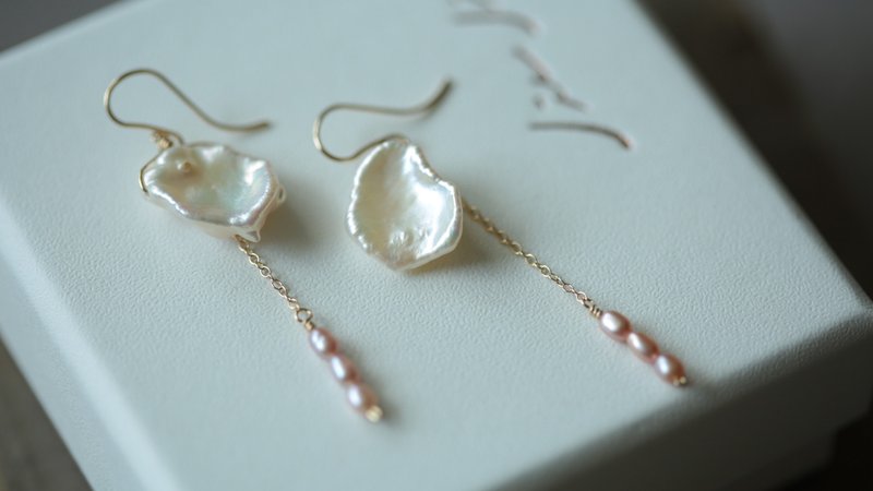 Petal Weeping Pearl Earrings - Earrings & Clip-ons - Pearl White