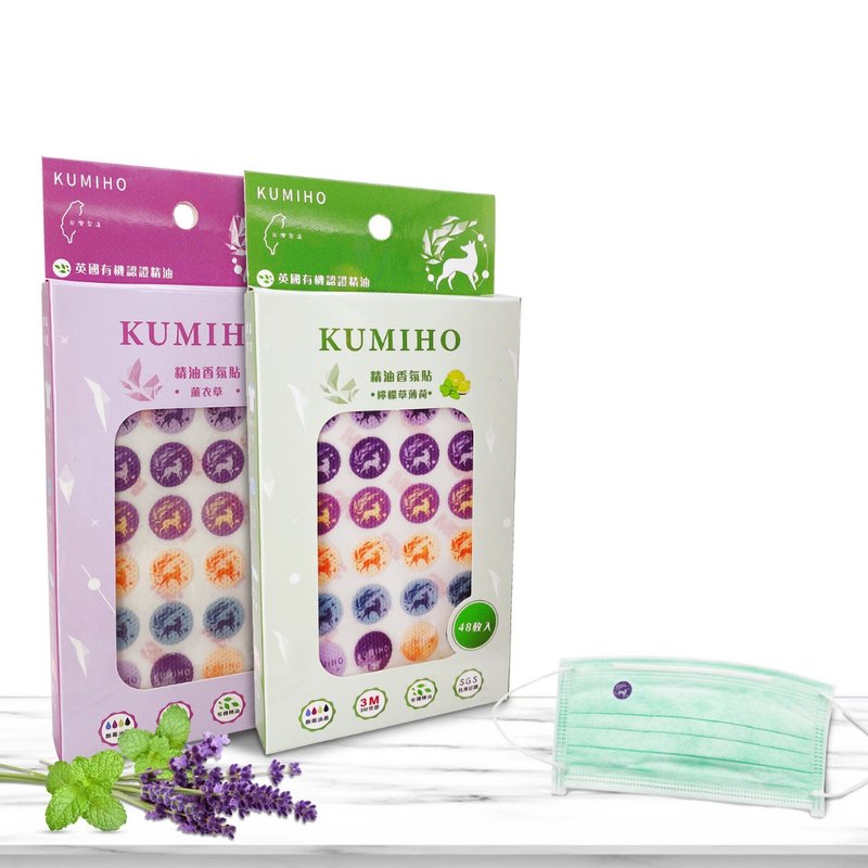 Mask Essential Oil Fragrance Stickers Lavender and Lemongrass Mint Fragrance Let you pick 48 pieces - น้ำหอม - วัสดุอื่นๆ สีม่วง