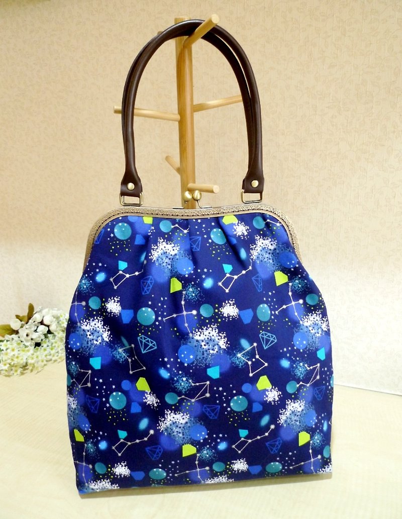 Little Star - Gold Side Backpack / Large Capacity Backpack / Shoulder Bag - กระเป๋าแมสเซนเจอร์ - ผ้าฝ้าย/ผ้าลินิน สีน้ำเงิน