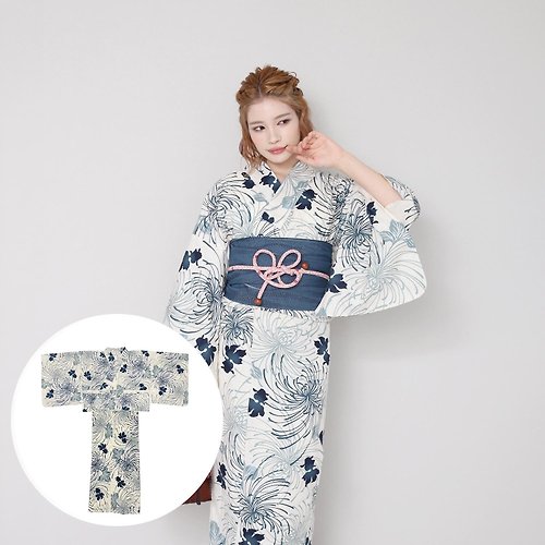 fuukakimono 日本 和服 女性 兩件式 浴衣 腰封 套組 F size x14h-18