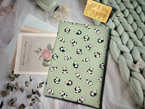 FEN手工小鋪 動物系列-韓國薄棉布料可愛小熊貓布書衣-布書套-可適用A5-25K