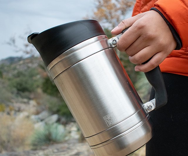 French Press with Bru-Stop Large 48oz Brush Steel