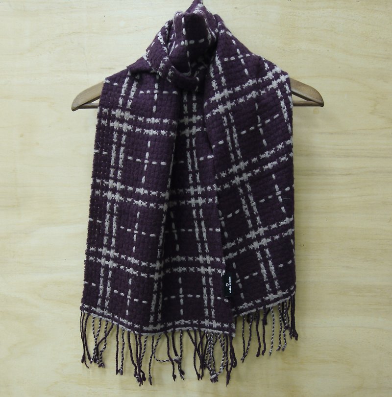 FOAK vintage MilaSchön violet wool-knit scarf - ผ้าพันคอ - ขนแกะ สีน้ำเงิน