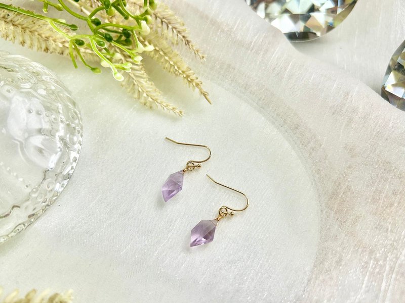 Amethyst Earrings Indian Hand Cut Amethyst Crystal Jewelry Crystal Earrings Amethyst - Earrings & Clip-ons - Gemstone Purple