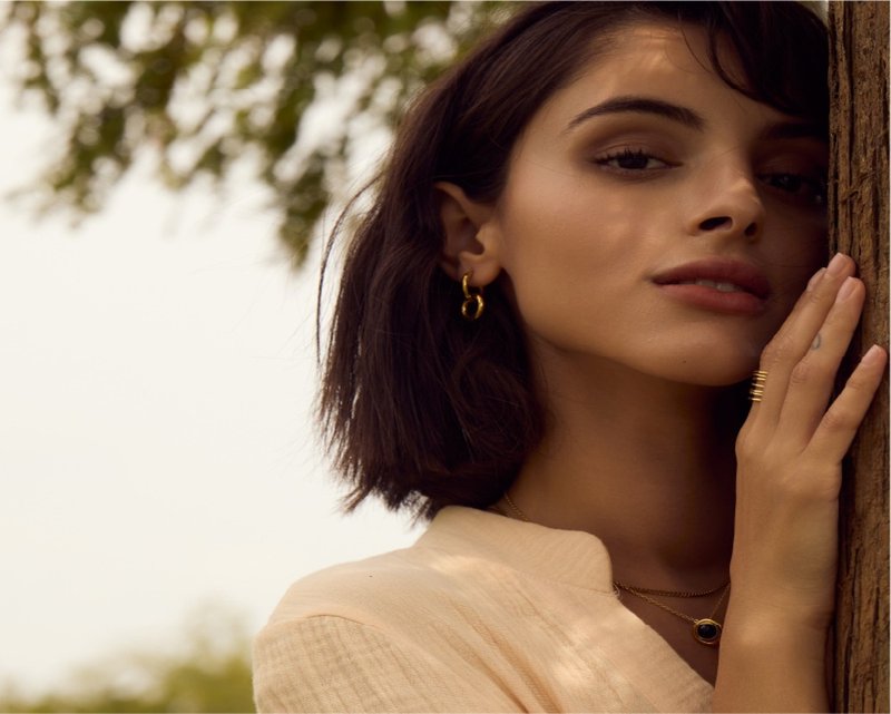 Elements 雙環耳環 - 耳環/耳夾/耳骨夾 - 不鏽鋼 金色