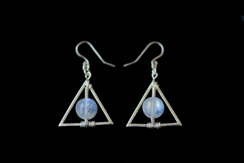 MYTH DELUXE trigonometry ice kinds India Stone Silver Earrings - Clip-On can be transferred - Earrings & Clip-ons - Gemstone White