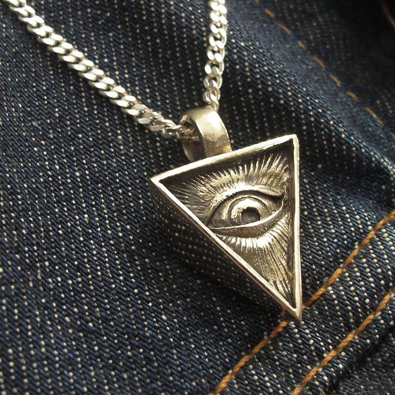 Pendant Necklace Mexican Biker silver freemason illuminati triangle masonic - Necklaces - Other Metals Silver