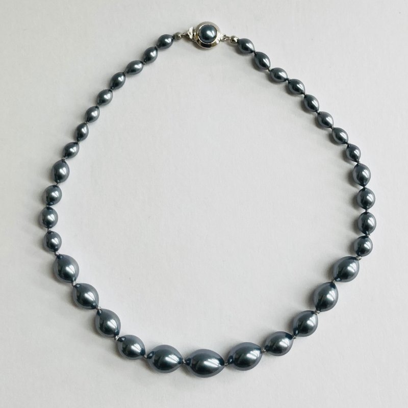 ガラスバロックパールオールノットグラデーションネックレス/約43m/ネイビー/made in japan - 項鍊 - 玻璃 藍色