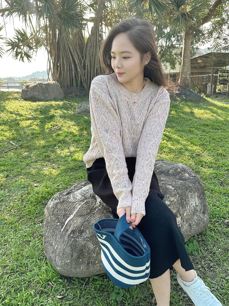 Venus Color Dot Short Knit Sweater (Pink)-Made in Taiwan-Knit Sweater-Sweater - Women's Sweaters - Polyester Pink