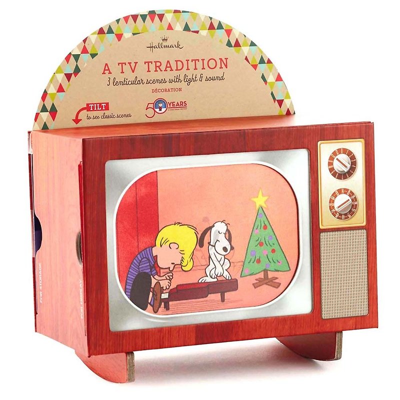 Snoopy Shake TV with Sound, Light, Shadow and Shadow Decoration【Hallmark-Peanuts Christmas Gift】 - ของวางตกแต่ง - วัสดุอื่นๆ หลากหลายสี