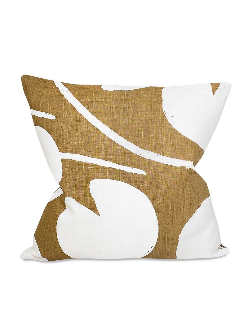 Nordic designer model - pillowcase WATER LILIES, Mustard - หมอน - ผ้าฝ้าย/ผ้าลินิน สีส้ม