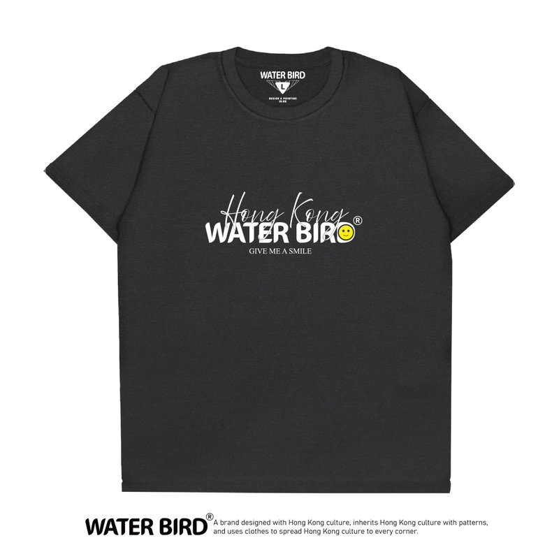 給我一個微笑 - T-Shirt - 男 T 恤 - 棉．麻 黑色