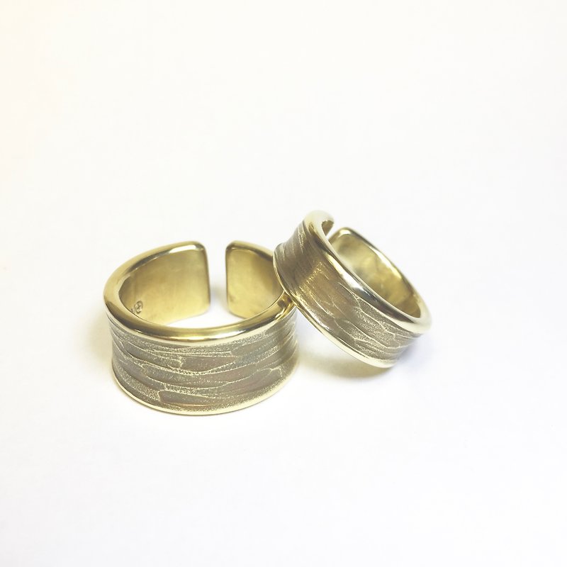 Happy 4 - Forged Wide Twill Brass Ring Valentine's Day Ring 2 - Couples' Rings - Other Metals Gold